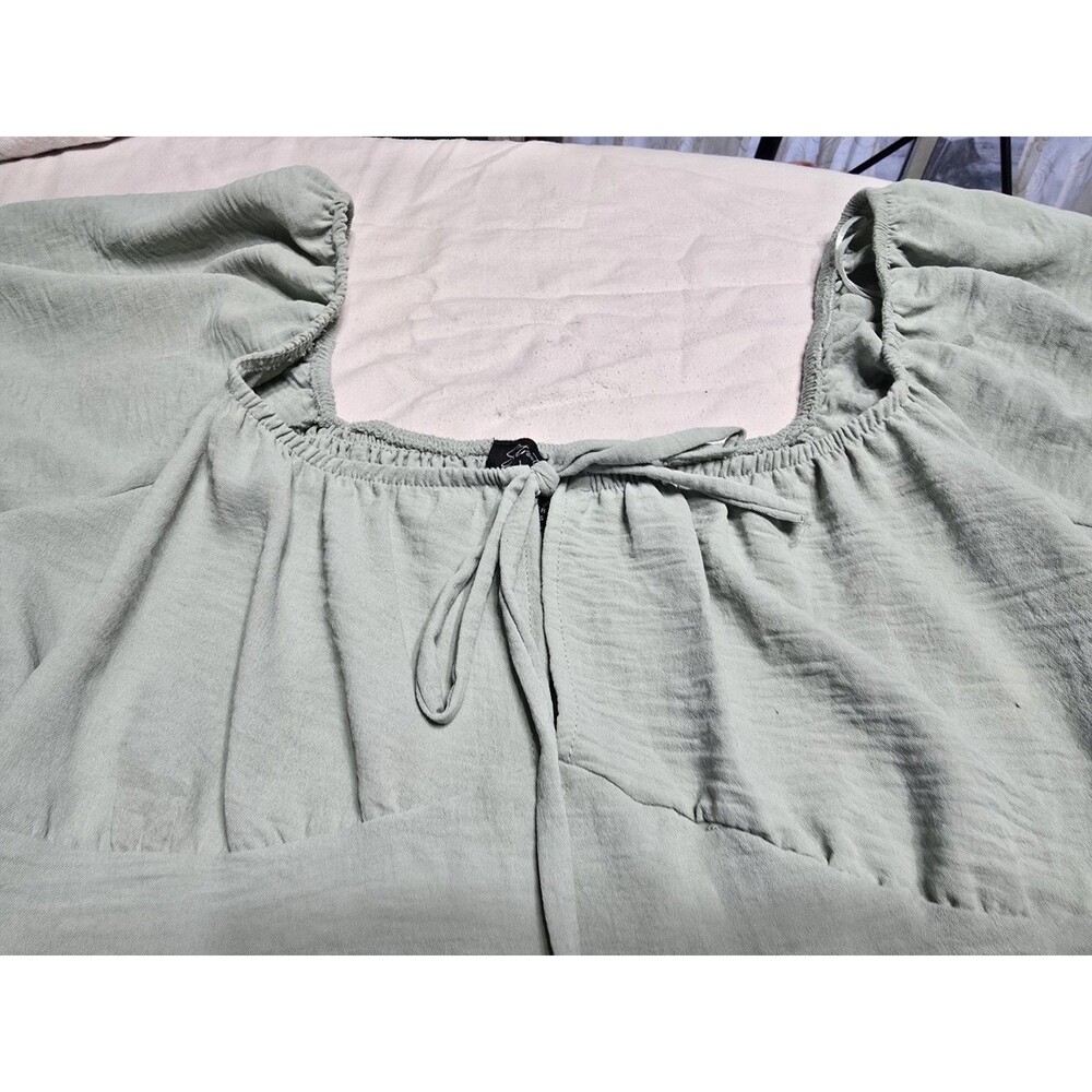 DRESS Streetwear Society L.  Dress Casual Short Puff Sleeve Mint Green - Picture 6 of 16